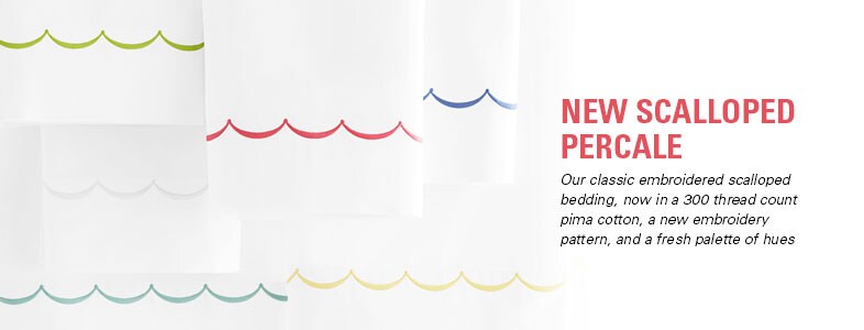 Garnet Hill Cotton Sheets. Scalloped Percale Cotton Sheets - Our Classic Bed Sheets are Now in 300 Thread Count Pima Cotton, a New Pattern and Fresh Colors.