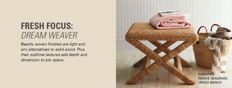 Garnet Hill Furniture. Sweater-Weave Seagrass Cross Bench.