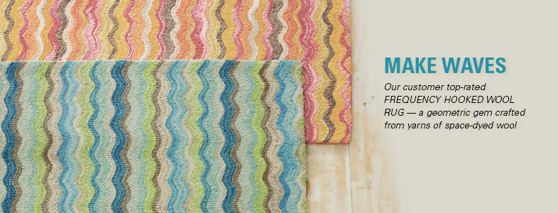 Garnet Hill Area Rugs. Frequency Hooked Wool Area Rug - An Area Rug Crafted From Yarns of Space-Dyed Wool.