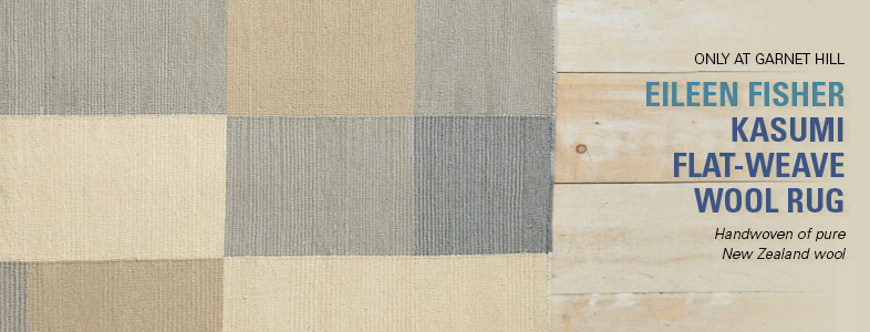 Garnet Hill Exclusive Rugs. Eileen Fisher Kasumi Flat-Weave Wool Exclusive Rug. Handwoven of Pure New Zealand Wool and Only at Garnet Hill.