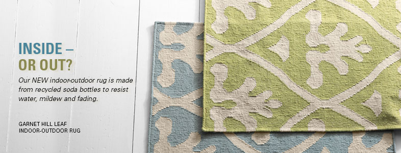 Garnet Hill Doormats and Indoor-Outdoor Rugs. Garnet Hill Leaf Indoor-Outdoor Rug - Made Out of Recycled Soda Bottles to Resist Water, Mildew and Fading.