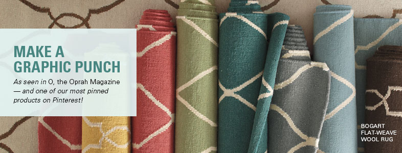 Garnet Hill Geometric Rugs and Striped Rugs. Bogart Flat-Weave Geometric Rug. As Seen in the Oprah Magazine and One of our Most Pinned on Pinterest.
