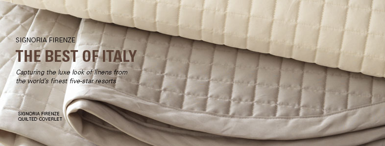 Signoria Firenze Bedding at Garnet Hill. Capturing the Luxe Look of Linens from Five-Star Resorts. Signoria Firenze Quilted Coverlet.