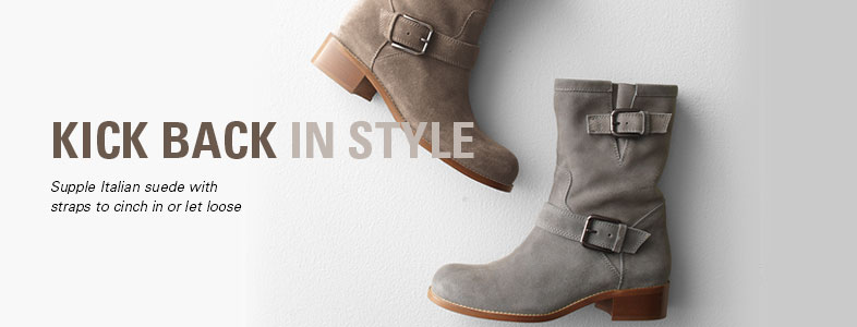 Garnet Hill Women's Boots. Anna Suede Short Women's Boots in Supple Italian Suede.