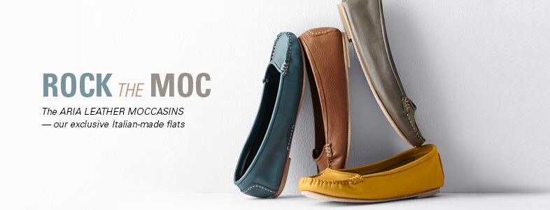 Garnet Hill Women's Casual Shoes. Aria Leather Moccasin Women's Casual Shoes - Exclusive Italian-Made Flats.