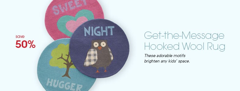 Garnet Hill Rugs for Kids. Get-the-Message Hooked Wool Rug for Kids, Save 50%.
