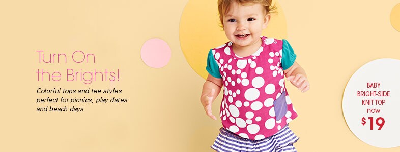 Garnet Hill Baby Girl Tops and Baby Girls' Sweaters. Colorful Baby Girl Tees and Tops for Picnics, Play Dates and Beach Days. Bright Side Knit Baby Girl Top, Now $19.