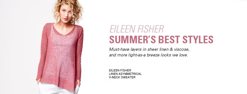 Garnet Hill Sweaters for Women. Eileen Fisher Sweaters for Women in Sheer Linen and Viscose. Eileen Fisher Linen V-Neck Sweater for Women.
