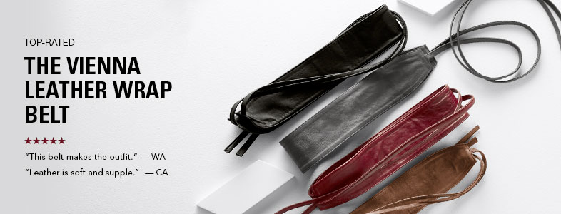 Garnet Hill Women's Belts. Top-Rated Vienna Leather Wrap Women's Belt
