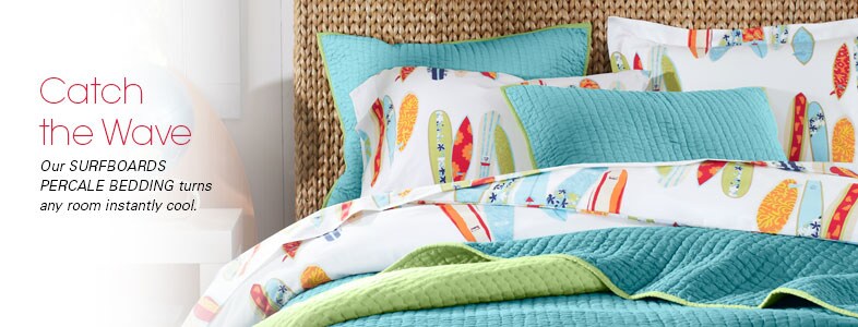 Garnet Hill Kids' Bedding. Our Surfboards Percale Kids' Bedding Turns Any Room Instantly Cool.