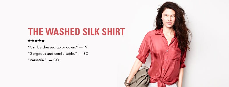 Garnet Hill Top-Rated Women's Clothing. Washed Silk Shirt.