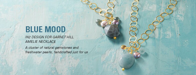 Garnet Hill Jewelry for Women. In2 design for Garnet Hill Amelie Necklace: Natural Gemstones and Freshwater Pearls.