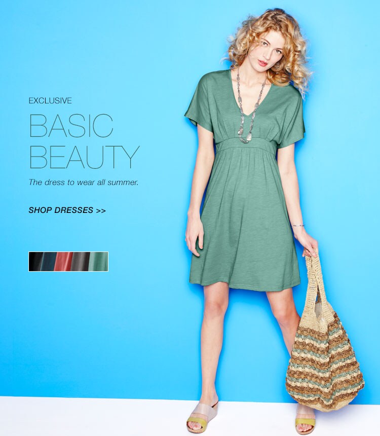 Garnet Hill Bedding and Women's Clothing Catalog. Exclusive Easy Banded Knit Women's Dress in 5 Colors to Wear All Summer.