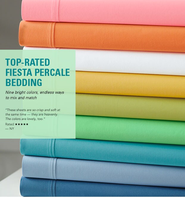 Garnet Hill Bedding. Top-Rated Fiesta Percale Bedding - 9 Bright Colors to Mix and Match.