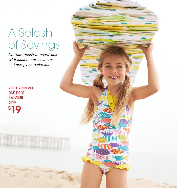 Garnet Hill Girls' Clothing. Save on Girls' Swimwear. Ruffle-Trimmed One-Piece Girls' Swimsuit, Only $19.