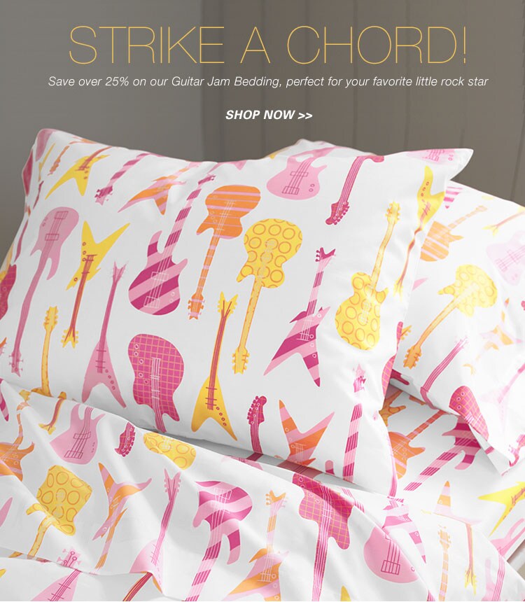 Garnet Hill Kids' Clothing and Kids' Bedding Catalog. Save Over 25% on Guitar Jam Bedding for Kids. 