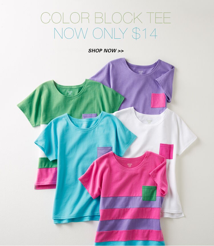 Garnet Hill Kids' Bedding and Girls' Clothing Catalog. Girls' Color-Block Tee, Now Only $14.