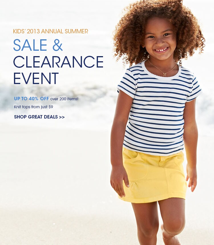 Garnet Hill Girls' Clothing Catalog. 2013 Annual Summer Kids' Sale and Clearance Event. Save Up to 40%. Girls' Knit Tops from $9.