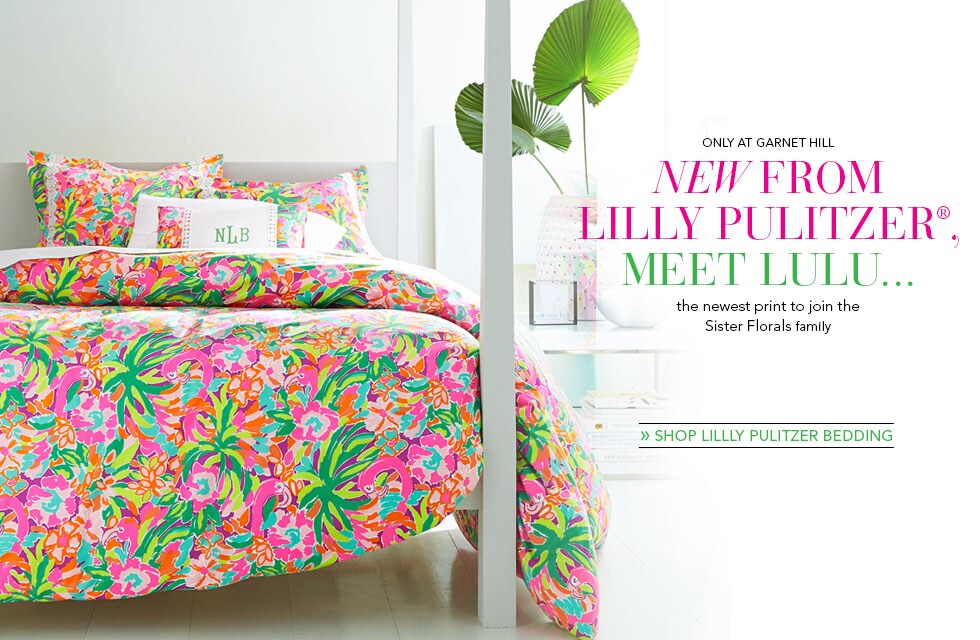 Garnet Hill Women's Clothing and Bedding Catalog. Only at Garnet Hill, New Lilly Pulitzer Lulu Print - the Newest Print Added to our Lilly Pulitzer Sister Florals Bedding. Shop Lilly Pulitzer Bedding.