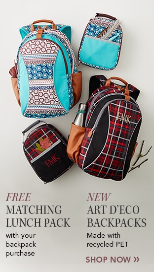 Garnet Hill Kids' Bedding and Girls' Clothing Catalog. Free Matching Lunch Pack with your Backpack Purchase. New Art D'Eco Backpacks. Made with Recycled PET.