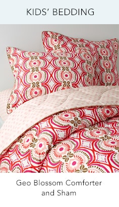 Kids' Bedding. Geo Blossom Comforter and Sham.