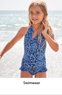 Kids' Swimwear. Girls' Ruffle-Trimmed Halter One-Piece Swimsuit.