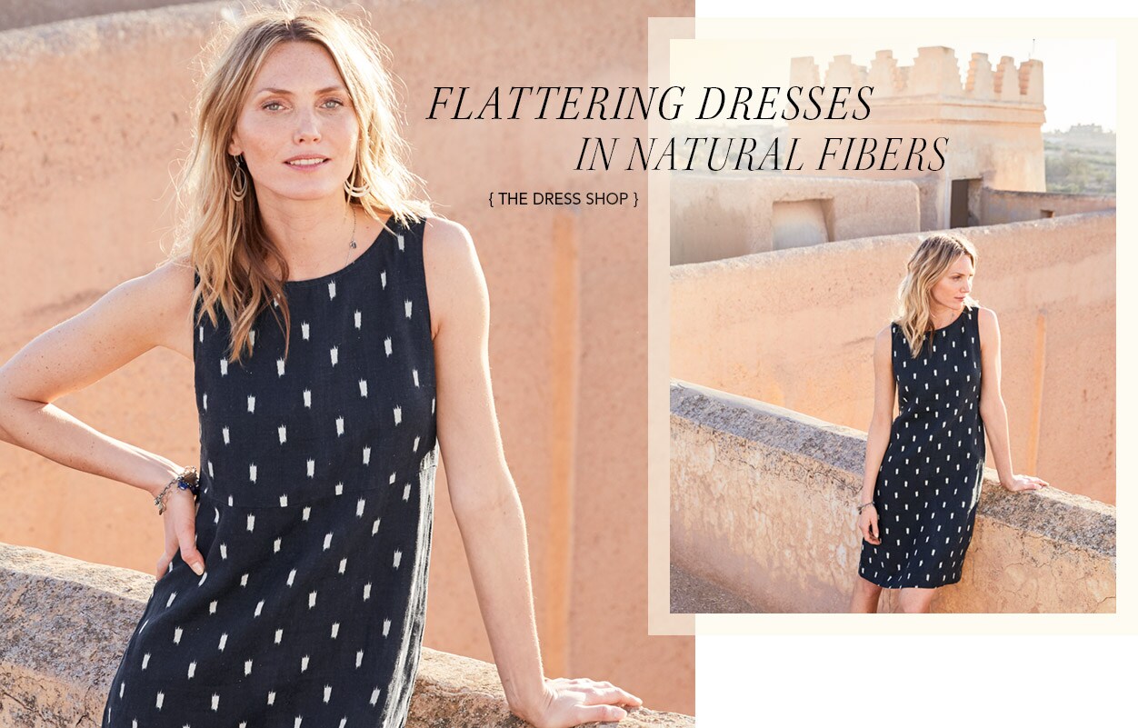 Flattering Dresses In Natural Fibers. Women's Linen Boatneck Dress.