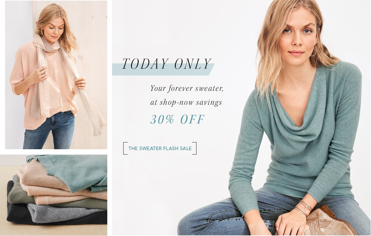 Today only: 30% Off select sweaters for women and girls.