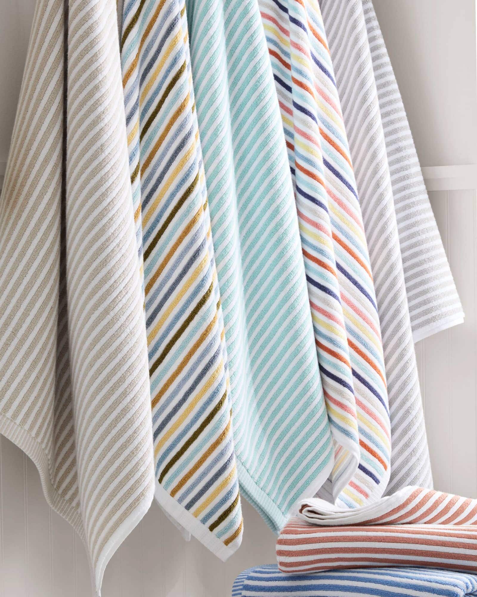 Our ribbed striped towel collection. Shop towels.